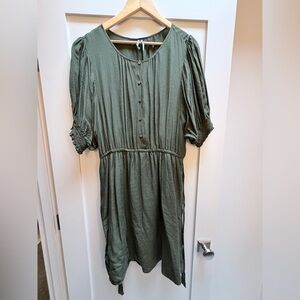 Anthropologie Olive Green Button-Front Women’s Dress